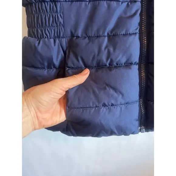 Banana Republic Faux Fur Puffer Quilted Winter Vest Blue Size Small - Picture 2 of 10